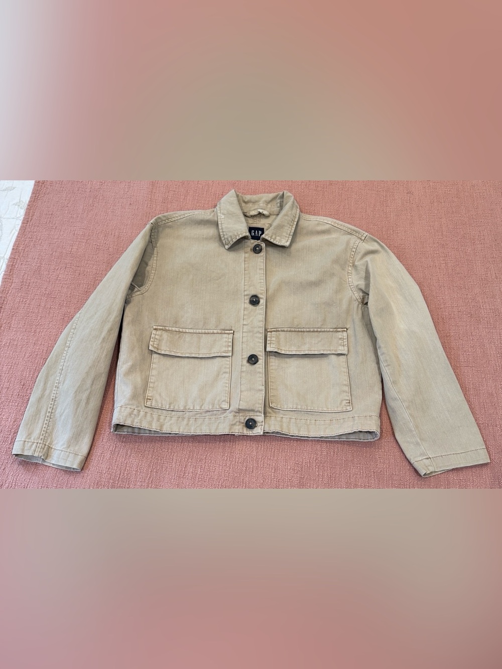 Cotton canvas Utility / chore coat / Jacket in Beige Size Medium